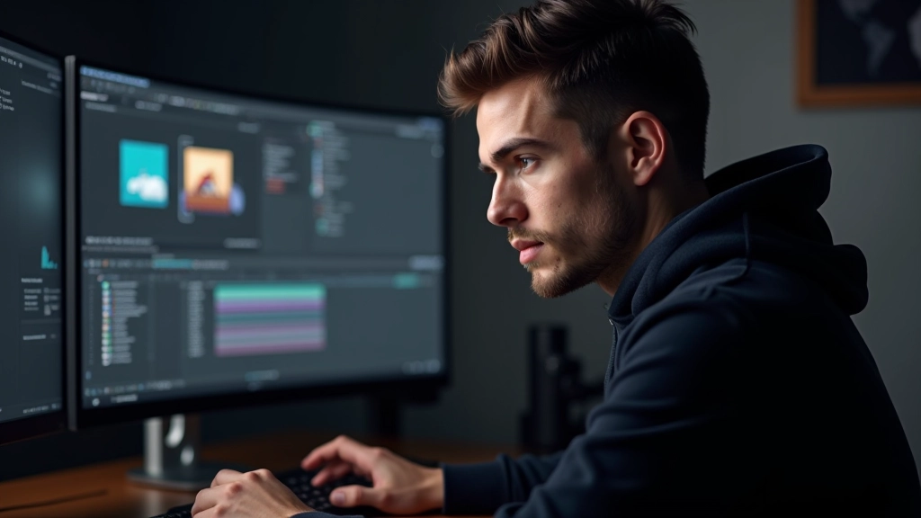Animator ajustando pontos de controle em painel de curvas de animação, close-up das mãos no mouse